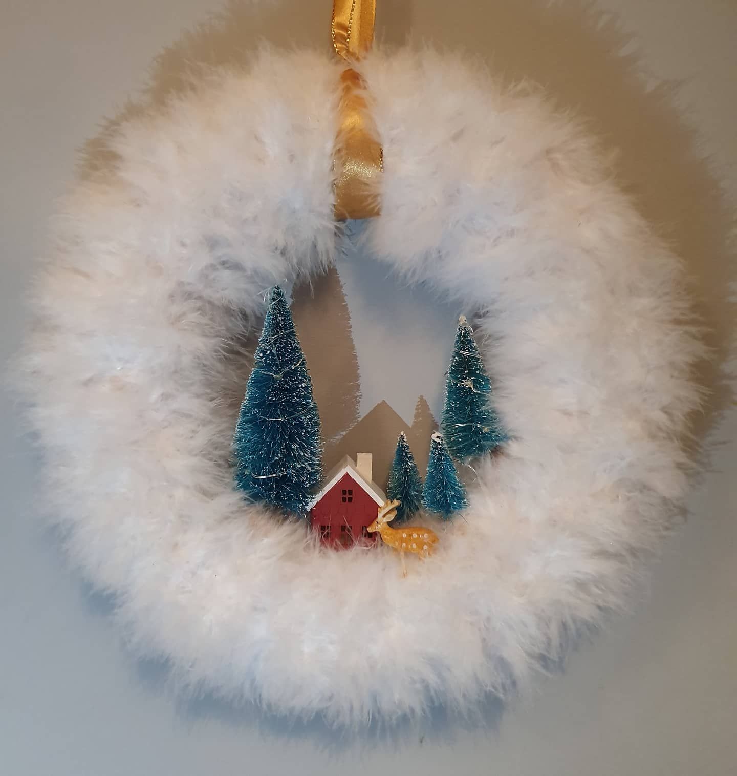 Marabou Trim Christmas Wreath
