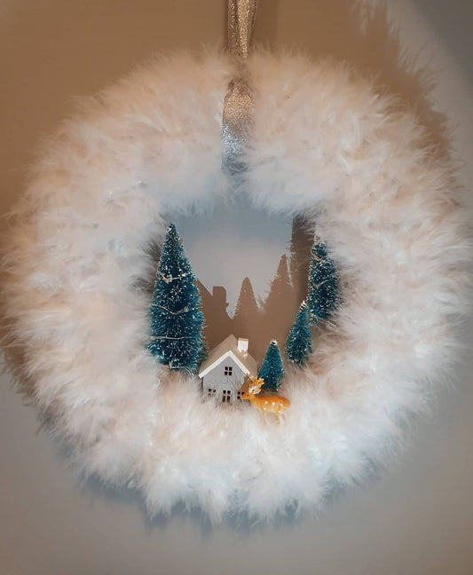 Marabou Trim Christmas Wreath